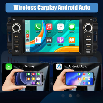 5G Car Radio for Jeep Wrangler JK Compass Patriot/Chrysler/Dodge RAM Charger [2GB+32GB], 7 inch Touch Screen Android 13 Stereo with Bluetooth GPS Wireless CarPlay Andriod Auto AM/FM DSP