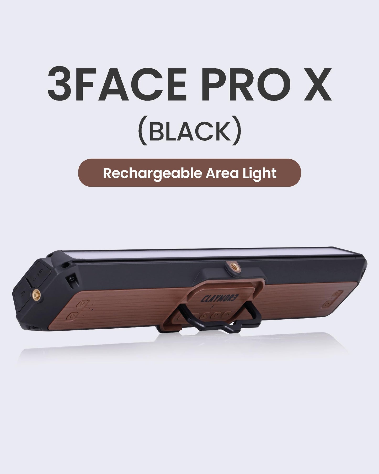 Claymore 3Face Pro X (Black) - Rechargeable Surface Area Camping Light for Trucks, Overlanding, Tents, Canopies, Outdoor Events, Street Vendors, Work Lighting, Long-Lasting Battery, Hanging Design