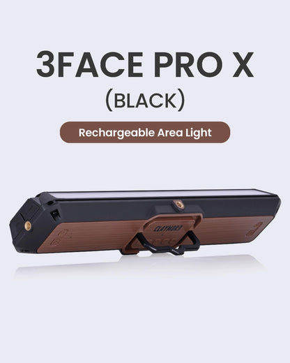 Claymore 3Face Pro X (Black) - Rechargeable Surface Area Camping Light for Trucks, Overlanding, Tents, Canopies, Outdoor Events, Street Vendors, Work Lighting, Long-Lasting Battery, Hanging Design