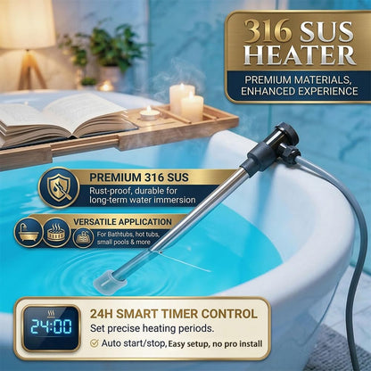 1800W Portable Hot Tub Heater, Immersion Water Heater with Thermostat, Submersible baptismal Heater for Inflatable Pools, Bathtub, Spa, and Cold Plunge, Fast Heating Bucket Heater