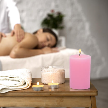 6 Pack 2.75 "x 3.25" Pink Pillar Candle for Home Restaurants Spa Church Weddings, Hand Poured Unscented Smokeless Dripless Column Candle, Emergency, Long-Lasting Candle