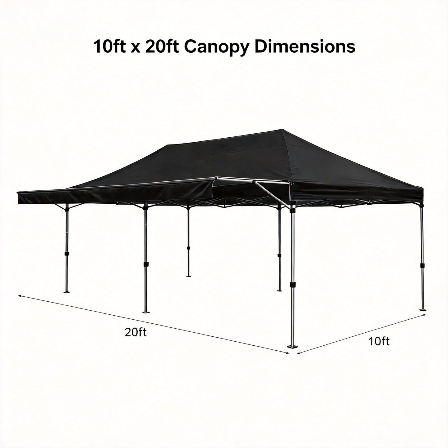 10X20FT Pop Up Canopy Tent, Beach Tent with One Push Setup, Sun Shelter with Slant Legs & Carrying Bag, Waterproof & UV Protected, Outdoor Canopy for Commercial Events, Camping, Backyard Party, Black