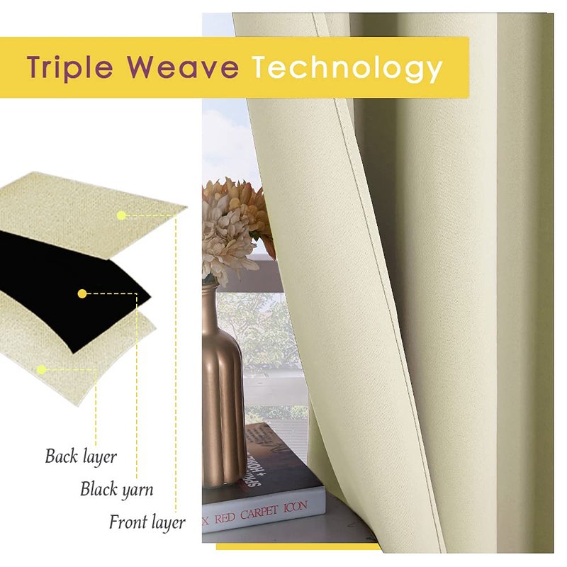NICETOWN Room Darkening Draperies Window Curtain Panels, Thermal Insulated Grommet Room Darkening Curtains for Bedroom (Beige, 2 Panels, W70 x L108 -inch)