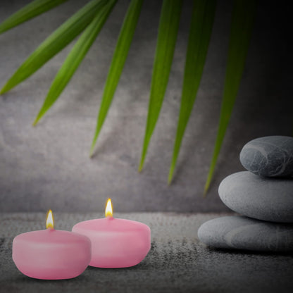 Horizon - Unscented 24 Piece Floating Candles for Parties | 2" Dripless and Smokeless Floating Candles with 5 Hours Burning Time for Centerpieces at Wedding, Pool, Home Decor | Baby Pink