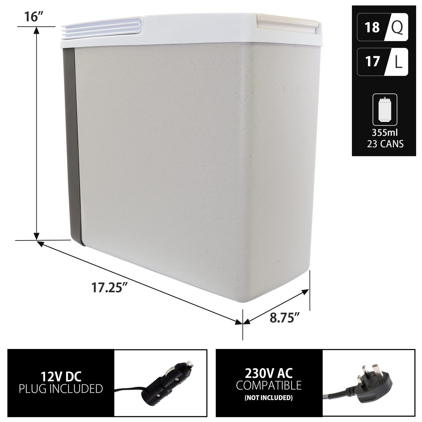 Koolatron 12V Iceless Cooler & Warmer – Portable 18 qt Electric Cooler/Nevera Portátil Eléctrica for Car Truck Camper Boat Hard Sided Mini Fridge for Camping Picnic Travel Lunch Food Drinks Office
