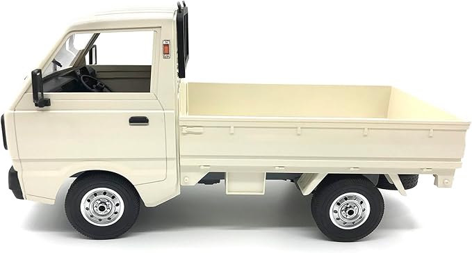WPL D12 RC Kei Truck 1:10 Scale Remote Control Drift Car 2.4GHz All Terrain Off Road Pickup Truck Crawler with Brushed Motor LED Headlights 2 Batteries RTR for Adults (White)