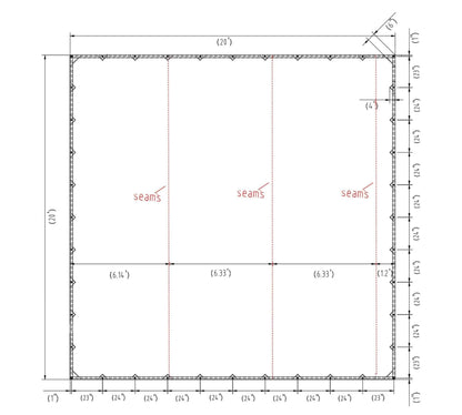Mytee Products 20' x 20' Tan Canvas Tarp 12oz Heavy Duty Water Resistant