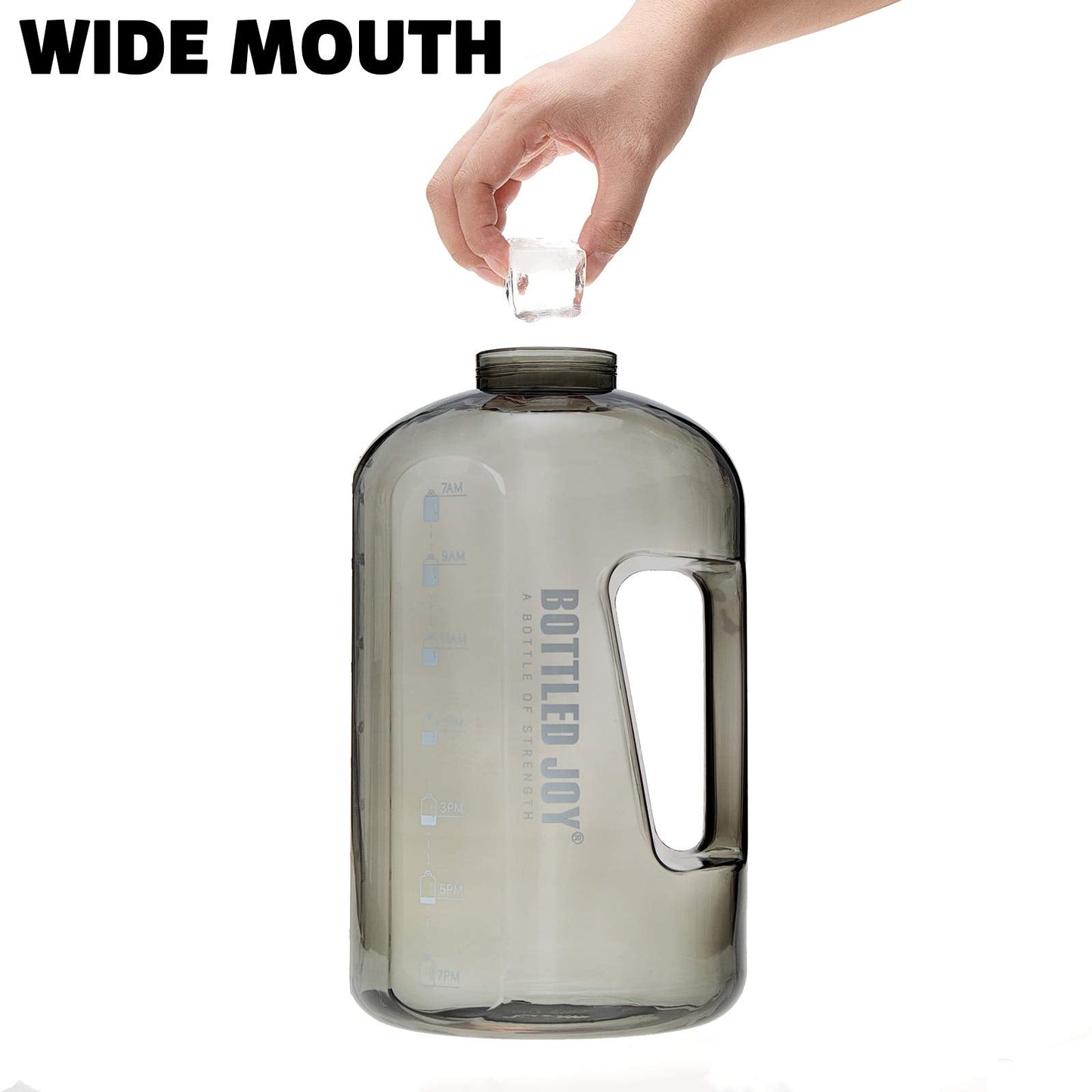 MYSHAKER 1 Gallon Water Jug with Flip-top Lid and Handle Strap, Leak-proof BPA Free Reusable Time Marker Reminder Large Capacity Gallon Water Bottle for Outdoor Sports Fitness Gym Hiking