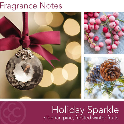Colonial Candle Holiday Sparkle Scented Jar Candle, Classic Cylinders Collection, 2 Wick, Purple, 11 oz - Up to 80 Hours Burn