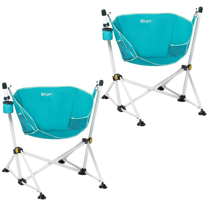 Portal Hammock Camping Chair Folding Rocking Chair Portable Swinging Chair with Cup Holder for Outdoor Lawn Backyard Patio Car Camp Sports Concerts,Support 350 lbs Blue, 2 Pack