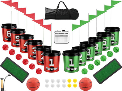 Yazzropt Giant 3-in-1 Outdoor Backyard Party Game Set – Bucket Golf, Yard Pong Basketball & Toss Games – Large Outdoor/Indoor Lawn Games for Adults & Families, Beach & Camping