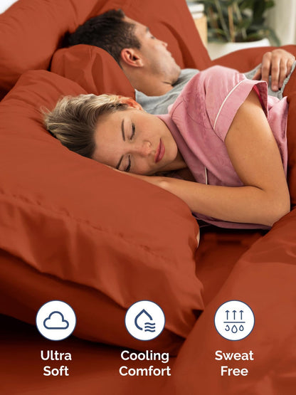 Skiennix Extra Deep Full Sheet Set - 6-Piece Breathable Cooling Bedding - Soft, Wrinkle-Free Terracotta