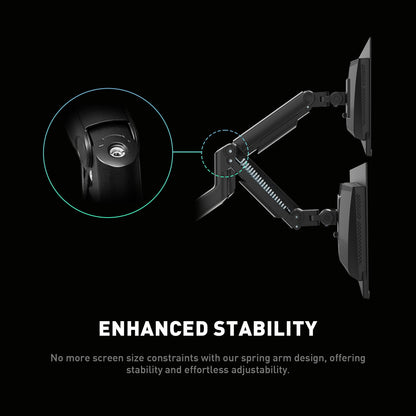 MSI MAG MT201D - Premium Heavy Duty Dual Monitor Stand Arms, 17-45" Support, VESA Compatible, Adjustable Spring Mount, 44 lbs per Screen, Clamp & Grommet, Quick Release Plate - Black