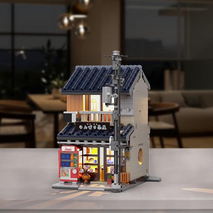 Japanese Tea House Mini Building Set with LED - Japanese Street View Simulation Architecture Construction ToyMini Brick 1219pcs