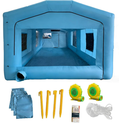 COIIOI 23x13x9FT Inflatable Paint Booth, Spray Paint Tent with 750W+550W Blowers and Air Filter System, Blow up Paint Booth for DIY, Auto Refinish, Mobile Detailing,Motorcycle Garage
