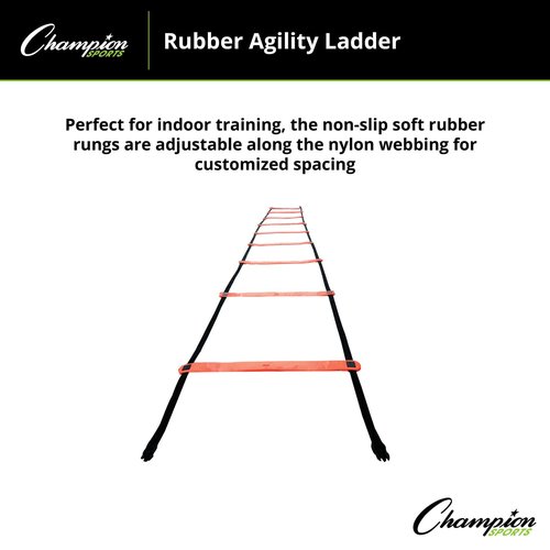 Champion Sports Rubber Agility Ladder, 13', Bright Red
