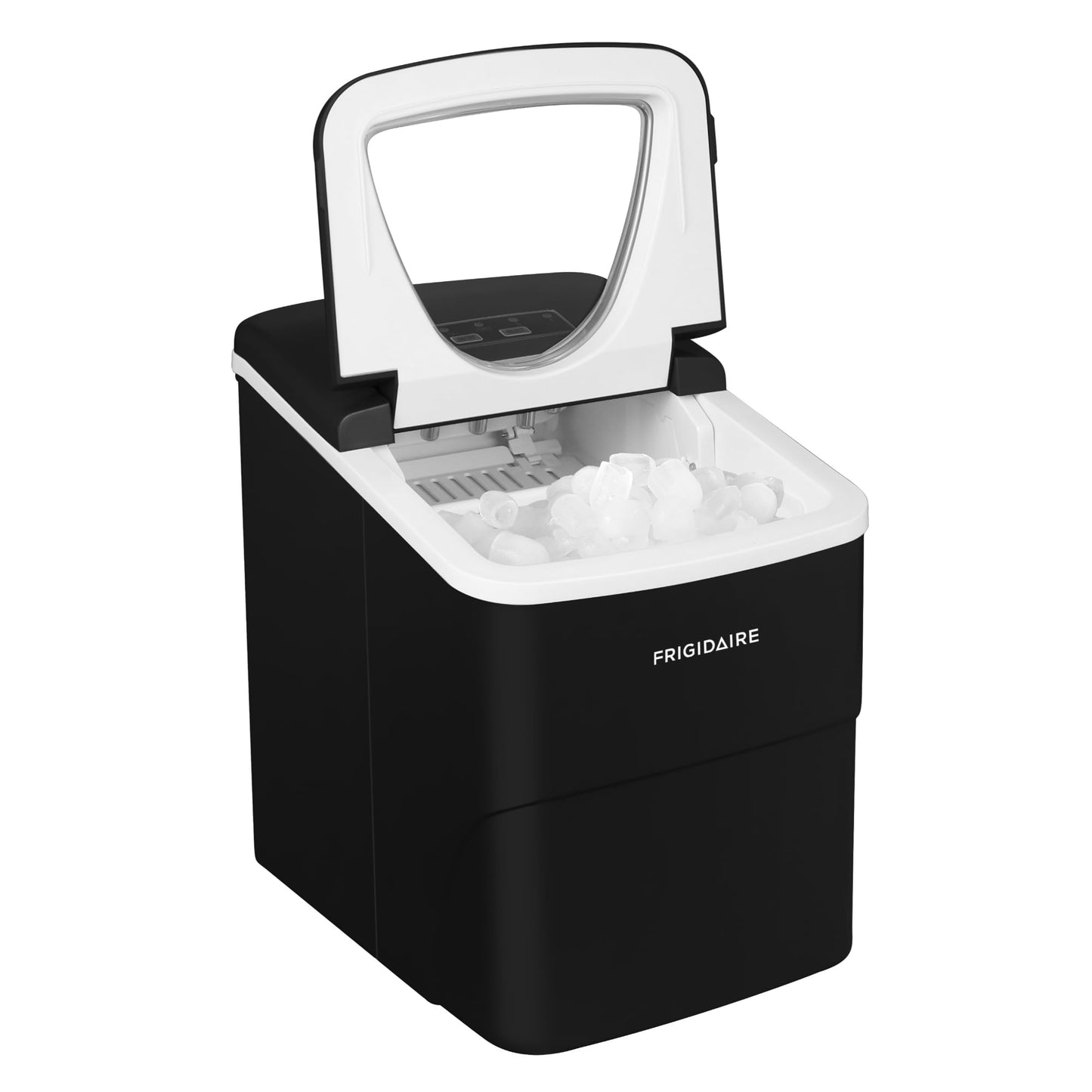 Frigidaire, 26 Lbs Portable Compact Icemaker, Ice Making Machine, Black, White, Medium