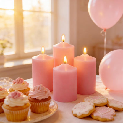 12 Pack 2x3 Inch Pink Pillar Candles, 22 Hours Dripless Smokeless Unscented Candles for Home Weddings Restaurant Spa Church and Emergency