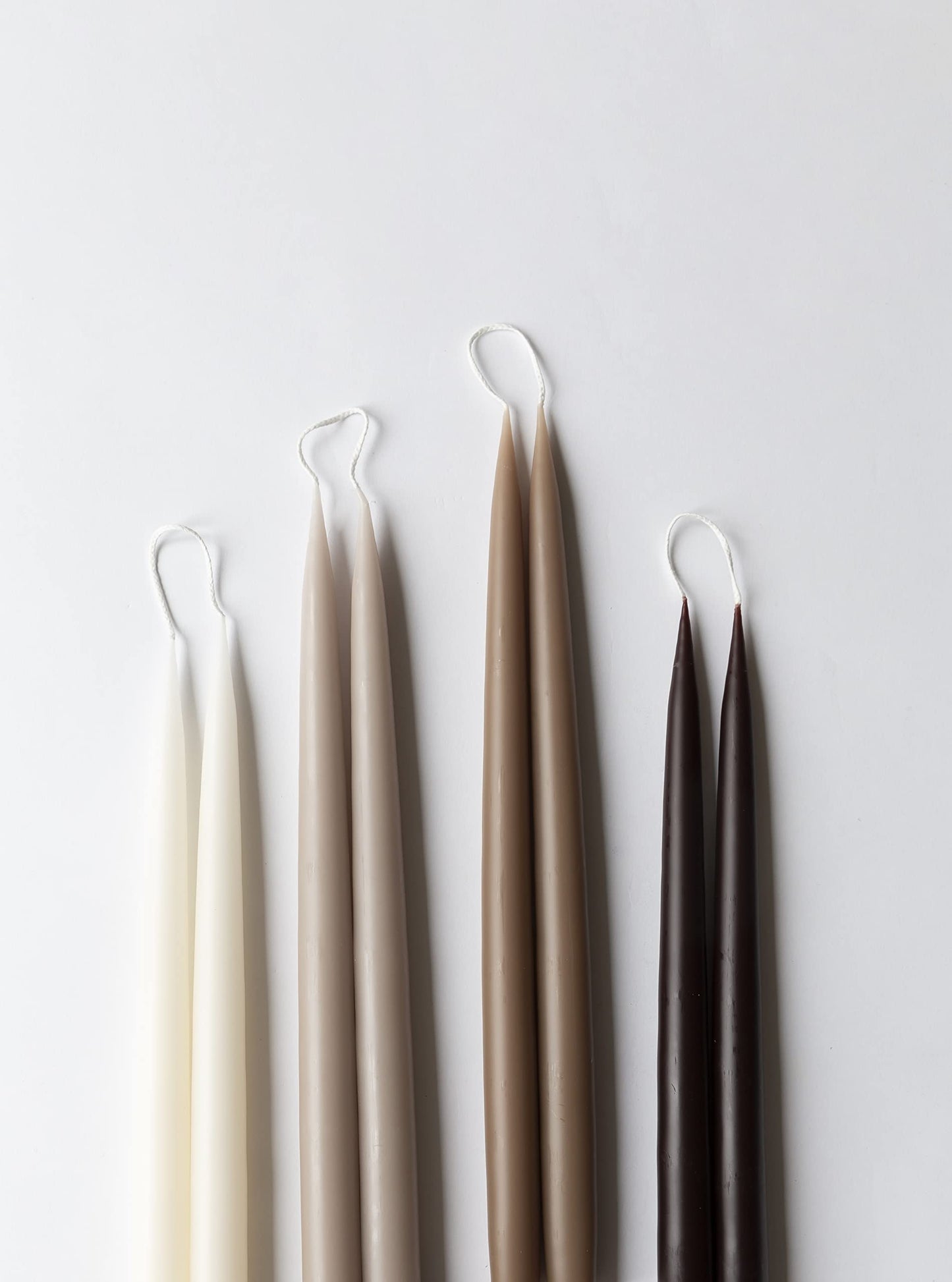 Kunstindustrien® Taper Candles – Set of 4, 13.8" – Made in Denmark, Long Burning Candles 15h, Unscented & Smokeless Candlesticks – Elegant Tall Candles for Weddings, Dinners & Home Decor (Nougat)