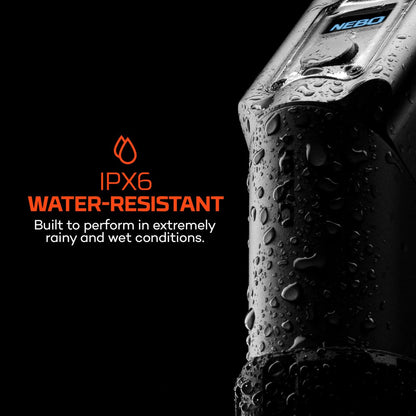 NEBO Paradigm Spotlight | Rechargeable 7500 Lumens Flashlight, Powerful Magnetic Base, Digital Display, Ergonomic Angled Grip, IPX6 Water-Resistant, Removable Belt Clip
