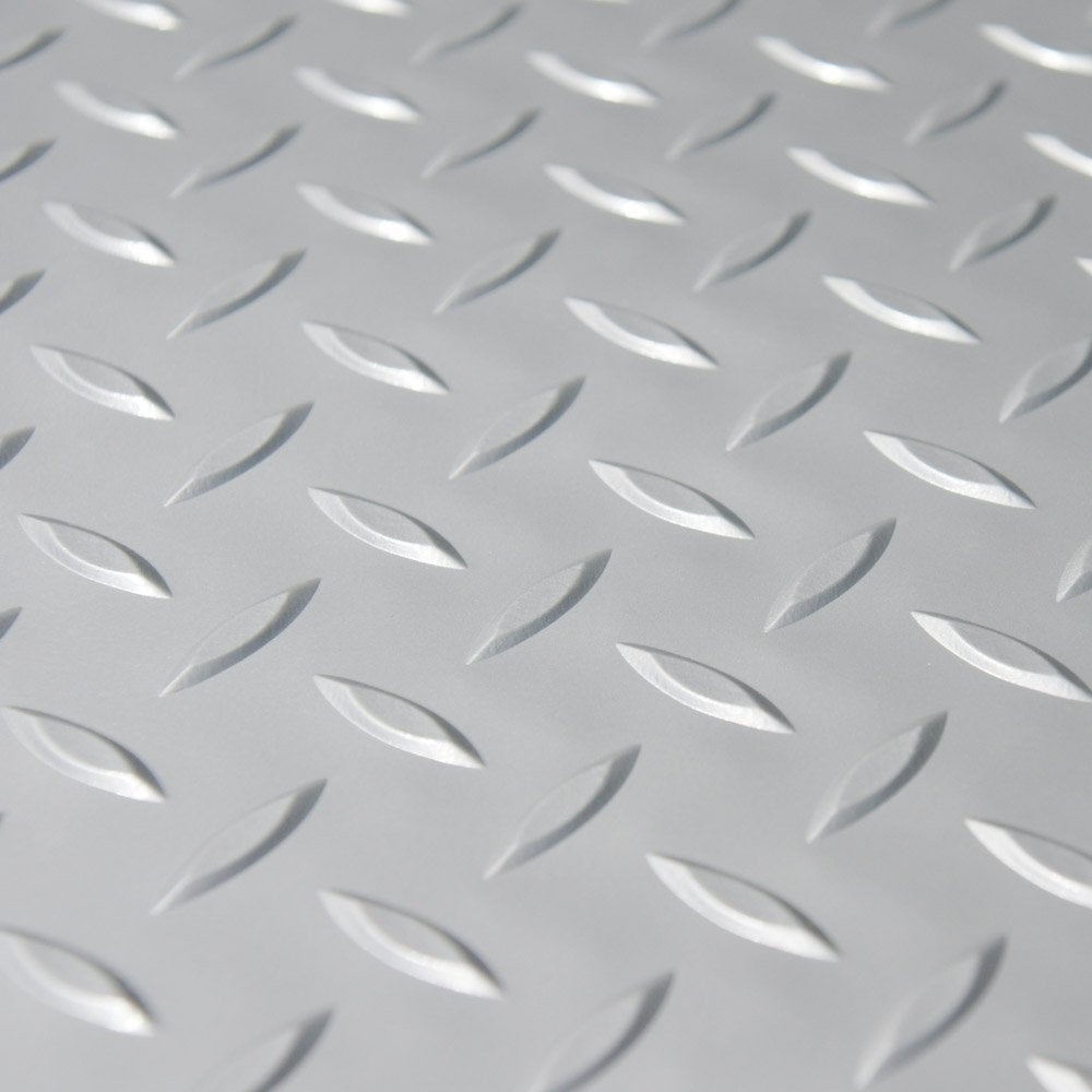 Rubber-Cal Diamond Plate Metallic PVC Flooring, Beige, 2.5mm x 4' x 25', Model: 03-W266-BG-25