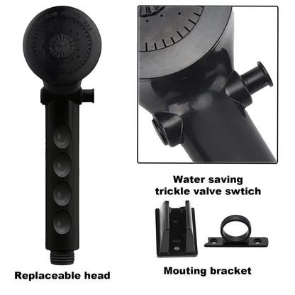 RV Shower Faucet with Shower Head and Hose - Non-Metallic RV Shower Kit, On/Off Valve & Diverter, Handheld Shower Replacement for RV, 5th Wheels, Motorhomes, Travel Trailers, Campers (Black)