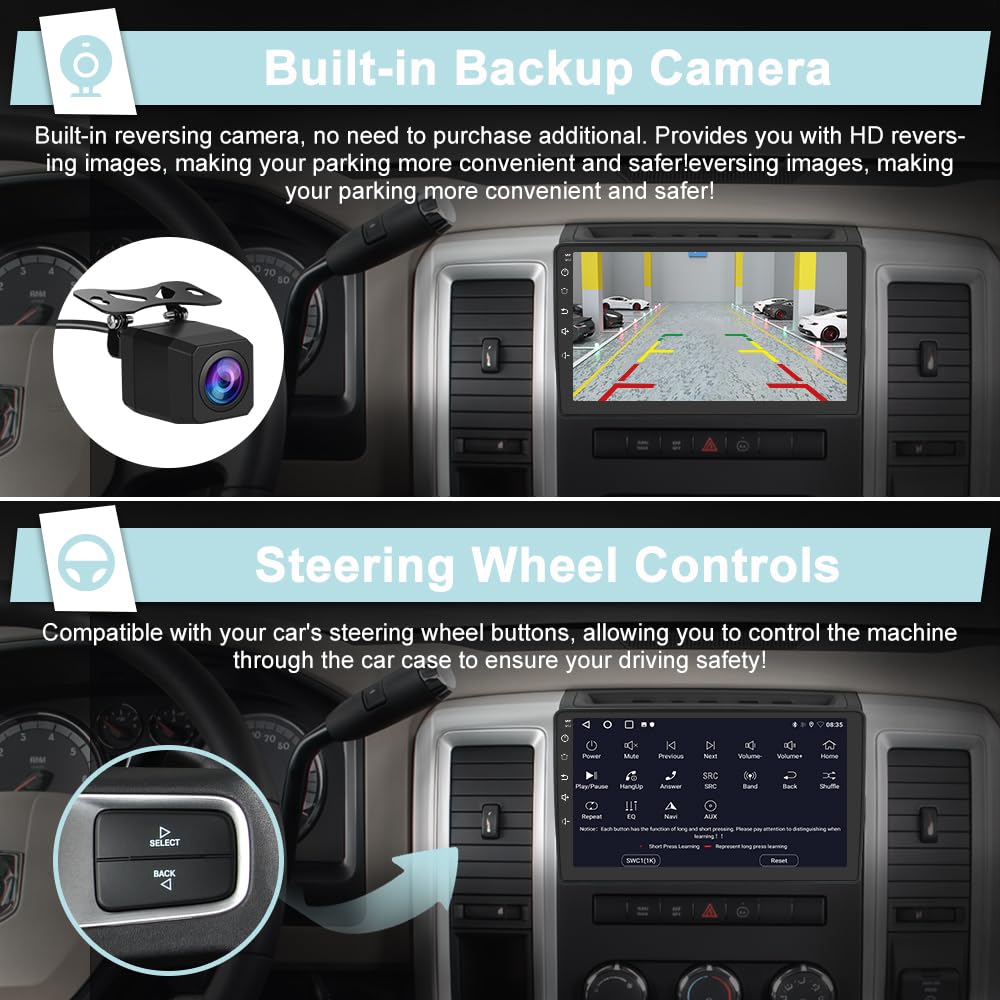 Votheon 4GB+64GB Car Radio Upgrade for Jeep JK Wrangler 2007-2018 Dodge RAM 1500/2500 Compass Grand Cherokee with Wireless CarPlay/Android Auto/10.1'' Touch Screen/Android13/Backup Camera/FM AM/WiFi