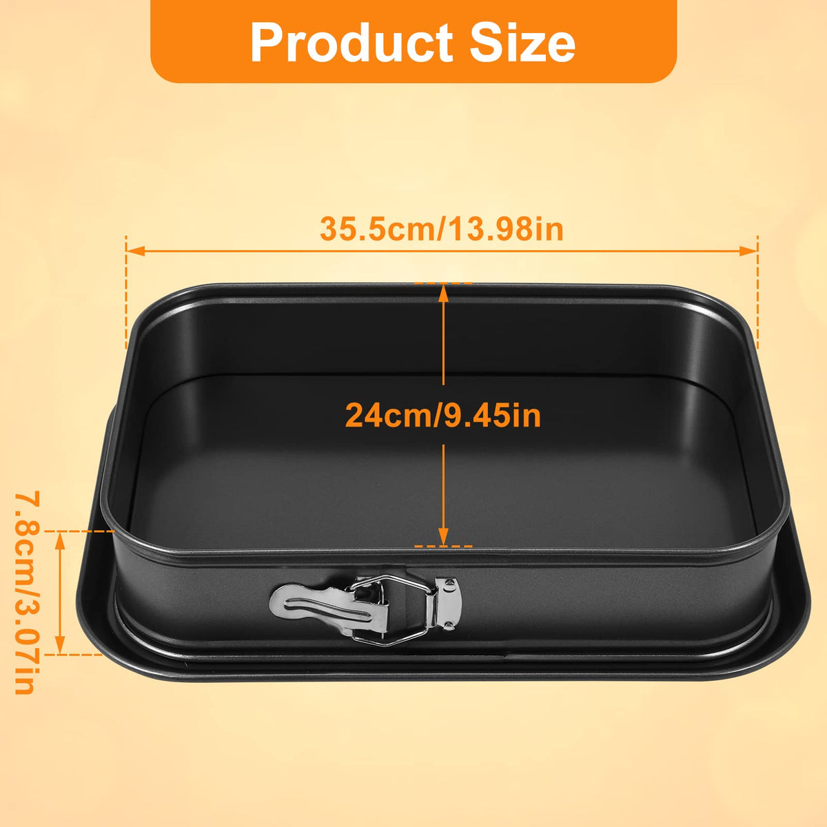 Abizarch Springform baking Pan Rectangle, 14 x 9.5 Inch Large Spring Form Cake Pan with Removable Bottom, Non-stick Cheesecake Cake Pan Bakeware for Home Kitchen DIY (Rectangular)