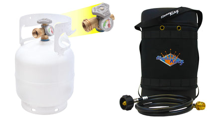 Flame King 5lb Steel Propane Tank with Gauge & OPD Valve + Gas Hauler Kit with Insulated Carry Case and Adapter Hose for Camping and Outdoor Activities