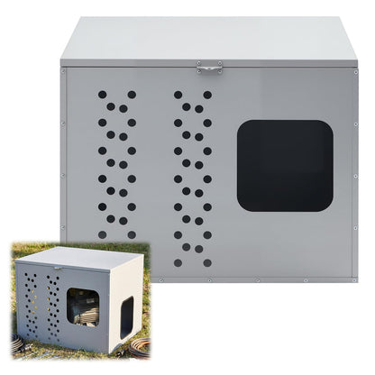 Lounsweer Outdoor Power Equipment Storage Box Enclosure, Galvanized Steel Housing with Ventilation and Lockable Design, 28 x 22 x 22 Inch Silver Shelter for Rv Truck Trailer Use
