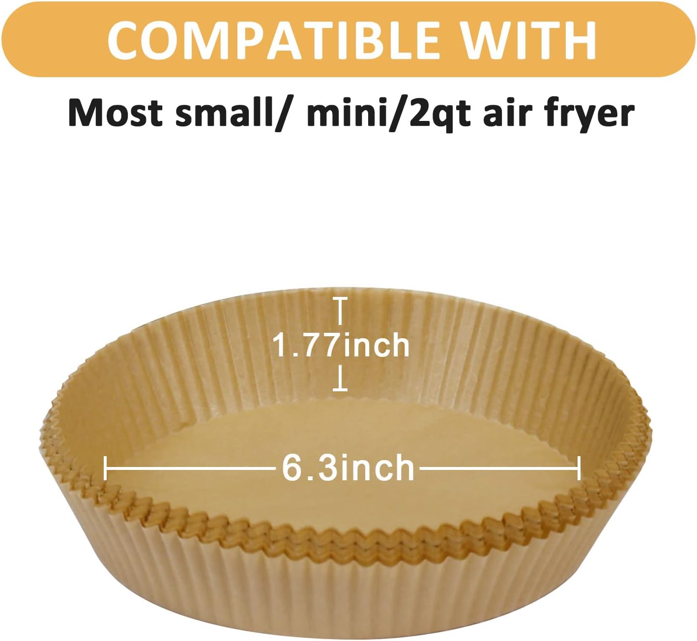 SIUDANGKA Mini Air Fryer Liners - 100 Pcs Non-Stick Parchment Paper Pads for 2QT Air Fryers | Compatible with Ninja, COSORI, Instant Vortex, CHEFMAN