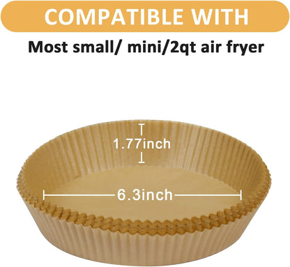 SIUDANGKA Mini Air Fryer Liners - 100 Pcs Non-Stick Parchment Paper Pads for 2QT Air Fryers | Compatible with Ninja, COSORI, Instant Vortex, CHEFMAN