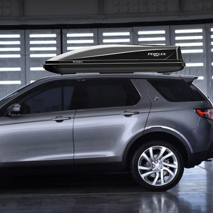 Perflex Exclusive Rooftop Cargo Box Carrier Large 17.7 Cubic Feet Car Top Mount Travel Luggage Storage, Dual Side Opening, 130 Lbs Weight Capacity, Extra Keys, Straps (Black)