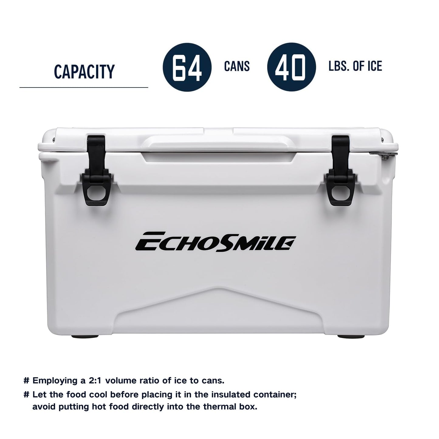 EchoSmile 25/30/35/40/60/75 Quart Rotomolded Cooler, Built to Stand up to The Rigors of The Journey