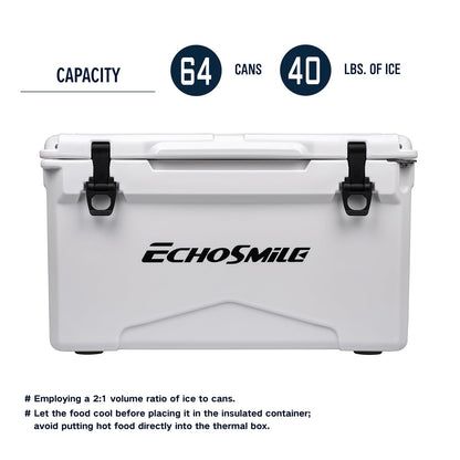 EchoSmile 25/30/35/40/60/75 Quart Rotomolded Cooler, Built to Stand up to The Rigors of The Journey