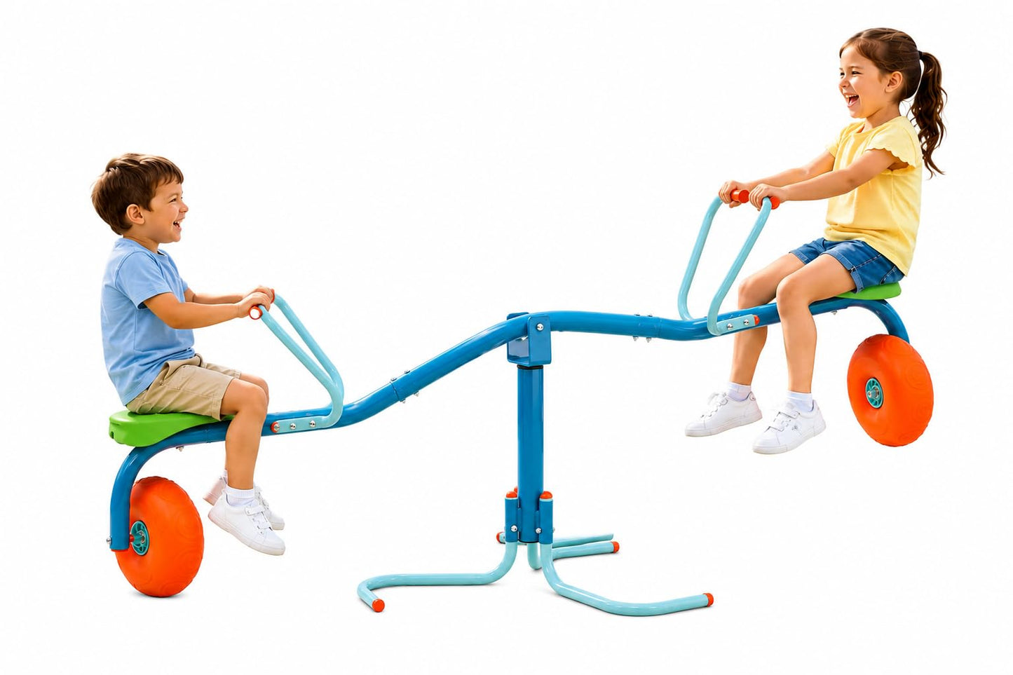 TP Toys Spiro Spin Teeter Totter - Bounces and Spins 360 Degrees, Blue/Green
