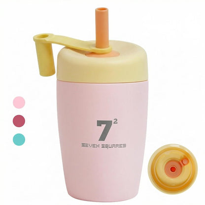 SEVEN SQUARED 72 12oz Kids Tumbler Spill Resistant with Lid and Silicone Straw, Insulated Kids Cups Stainless Steel Water Bottle, Dishwasher Safe BPA-FREE