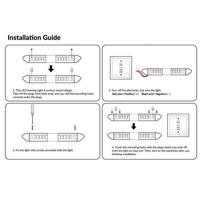 RV Porch Light, 12v LED Exterior Lighting for RV 22 Inch Camper Cargo Food Truck Enclosed Trailer Flood Lights Black Aluminum Waterproof Outdoor Light Bar 13 Watts 800 Lumens 7000K Cool White, 1-Pack