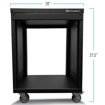 AxcessAbles 12U AV Equipment Rack | 19-Inch Steel Open Frame Home Studio Rack with 3” Caster Wheels | Universal Case for Studio, Server, Network Gear | 550lb Capacity | Screws, Spacer, Tool Included