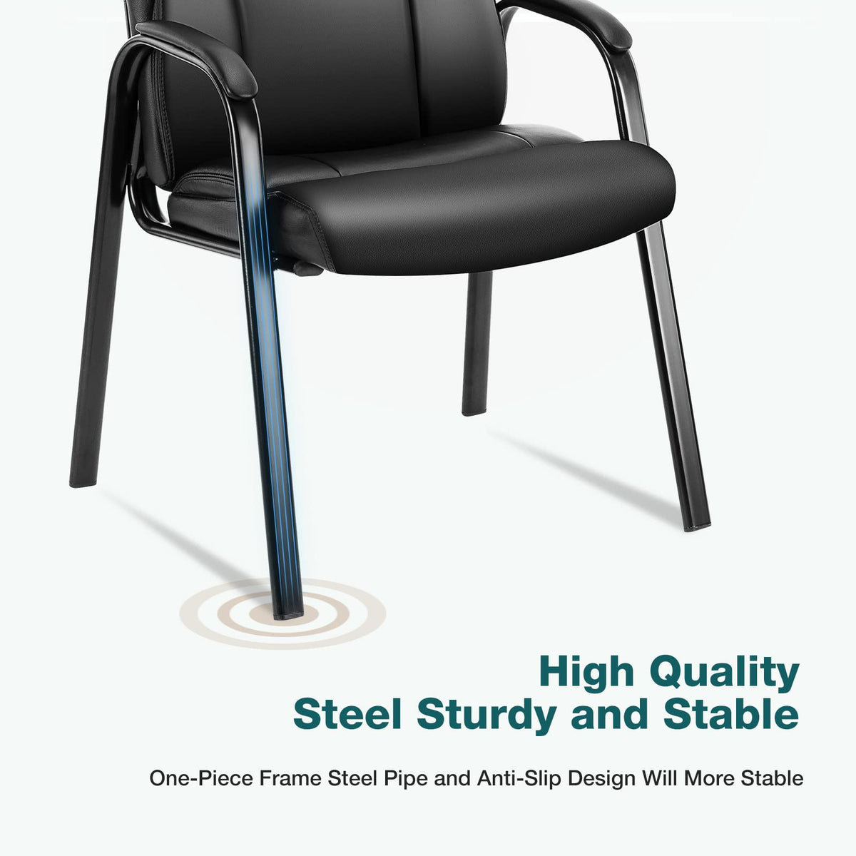 OLIXIS Waiting Room Chairs Set of 4, Leather Office Desk Reception Guest Stationary Side Chair with Padded Arms for Home Conference Lobby Area Meeting Church Medical Clinic Elderly Student