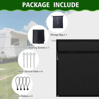Dulepax RV Awning Sun Shade Screen with Zipper 9'X18'3'' -Second Generation RV Awning Shade Screen Significantly Improves Shadew and Privacy.Universal, Capmer Awning Shade with Complete Kits