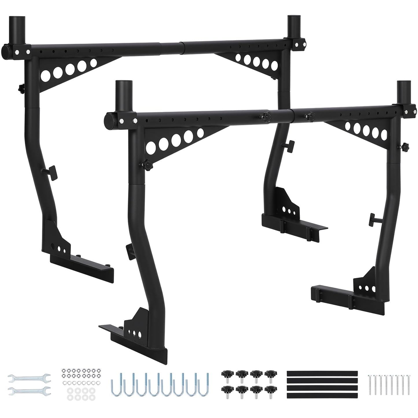 GarveeTech Universal Extendable Truck Ladder Rack, 52"-82" Adjustable Mobile Steel Rack, 1000 Lbs Capacity, No-Drill Heavy-Duty Pickup Rack for Kayaks, Lumber, Ladders, Surfboards, Rooftop Cargo -Pair
