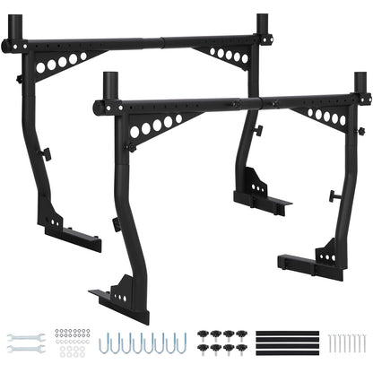 GarveeTech Universal Extendable Truck Ladder Rack, 52"-82" Adjustable Mobile Steel Rack, 1000 Lbs Capacity, No-Drill Heavy-Duty Pickup Rack for Kayaks, Lumber, Ladders, Surfboards, Rooftop Cargo -Pair