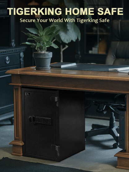 TIGERKING Fireproof Safe Box, 3.47 Cubic Feet Home Safe Box with Drawer, Large Steel Digital Safes for Home and Office
