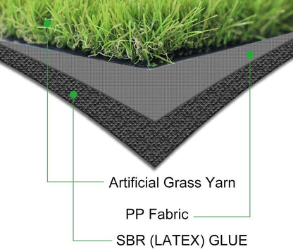 Artificial Grass Turf Pet Grass Fake Grass Rug 7FT x 12FT, 1.38inch Pile Height High Density Faux Grass Indoor Outdoor Synthetic Grass Lawn Carpet,Non Toxic Astroturf,Custom Size Provided