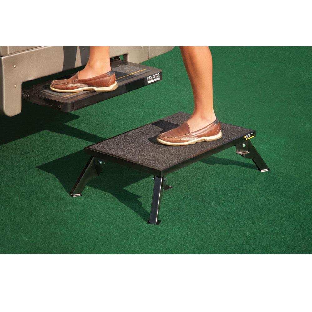 Stromberg Carlson 24″ x 16″ Adjustable RV Platform Step, Heavy-Duty Rust-Resistant Steel, Portable Step Stool for Campers, 4″ and 8″ Height, 300 lbs Capacity, Non-Skid Surface & Folding Legs
