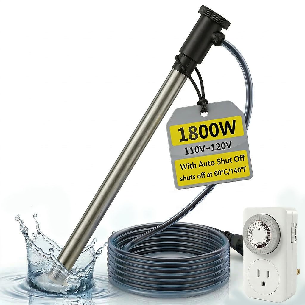 1800W Portable Hot Tub Heater, Immersion Water Heater with Thermostat, Submersible baptismal Heater for Inflatable Pools, Bathtub, Spa, and Cold Plunge, Fast Heating Bucket Heater