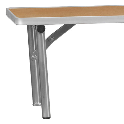 Flash Furniture Amara 72" x 12" x 12" Birchwood Bar Top Riser with Folding Silver Legs, Wooden Foldable and Portable Riser for Event and Bar Tables