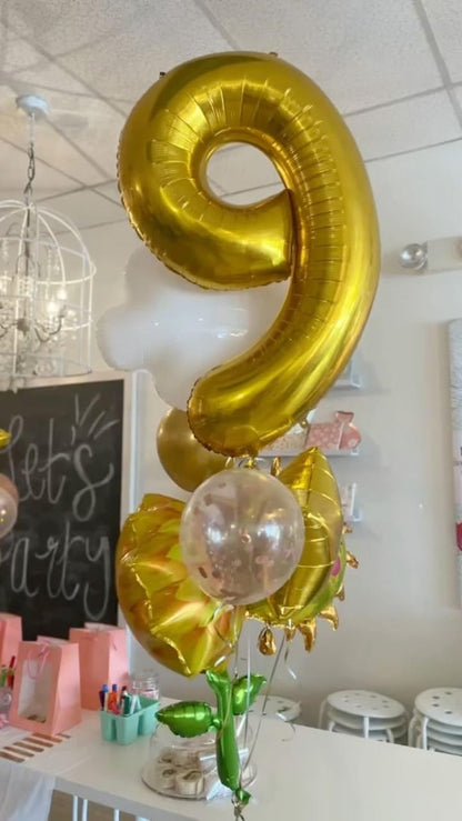 Gold Number 90 Balloon 40 inch, 90 Number Balloons, 90th Gold Birthday Decorations, 90 Year Old Women Men Golden Party Supplies