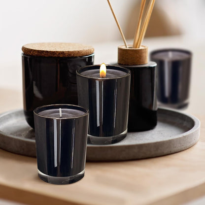 12 Pack Black Unscented Glass Filled Votive Candles, Soy Wax Candle Ideal Gifts for Spa Weddings Birthdays Holidays Party